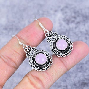 Pink Chalcedony 925 Sterling Silver Earrings Bohemian Earrings For Women Designer Earrings Handmade Gemstone Jewelry Gift For Her
