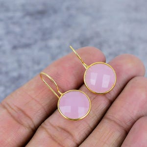 Pink Chalcedony Earrings, 925 Sterling Silver Earrings, Handmade Earring Women, Dangle And Drop Earrings, Wire Earring, Gemstone Earrings