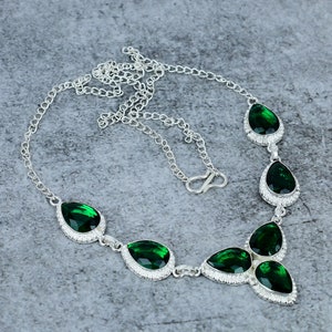 Chrome Diopside Gemstone Necklace, Handmade 925 Sterling Silver Necklace, Silver Jewelry, Diopside Jewelry, Women Necklace, Gift For Her