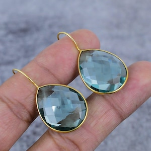 Aqua Apatite Gemstone Earrings, Earrings For Women, 925 Sterling Silver Earrings, Attach Wire Earrings, Handmade Earrings, Gift For Her