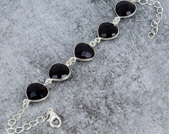 Vintage Silver Black Onyx Hearts Bracelet - Etsy