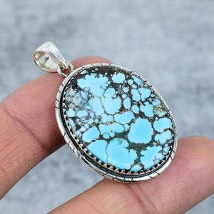 Sterling Silber Türkis Pave Diamant Anhänger, Türkis Spirituelle Heilung Schmuck, Hals Chakra Edelstein Anhänger, Birthstone Schmuck Geschenk