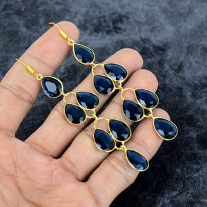 Blue Sapphire Earrings, 925 Sterling Silver Earrings, Dangle & Drop Earrings, Earrings For Gift, Women Earrings, Bridesmaid Gifts