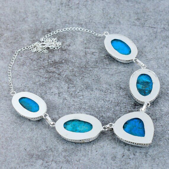 Collier Népalais Tibétain En Argent 925 Et Turquoise Naturelle - Fait Main, Style Bohème - Longueur 18 Pouces