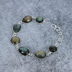 Labradorite Bracelet | 925 Sterling Silver Bracelet | Labradorite Gemstone Bracelet | Labradorite Silver Jewelry Gift | Bracelet For Women