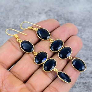 Blue Sapphire Earring, 925 Sterling Silver Earring, September Birthstone Earrings, Crystal Earrings, Valentine&#39;s Day Gifts For Her For Women