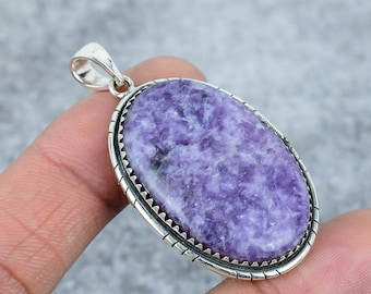 Handmade Lepidolite Pendant: 925 Sterling Silver Crystal Jewelry