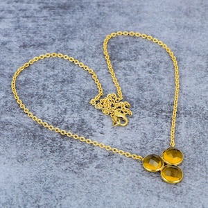 Golden Citrine Gemstone Necklace, Handmade 925 Sterling Silver Necklace, Citrine Crystal Jewelry, Pendant Necklace, Women Necklace For Party