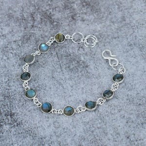 Labradorite Bracelet | 925 Sterling Silver Bracelet | Labradorite Gemstone Bracelet | Labradorite Silver Jewelry Gift | Bracelet For Women