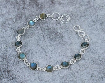 Bracciale In Argento 925 Con Topazio Mistico - Fatto A Mano, Regolabile, Gioiello Unisex