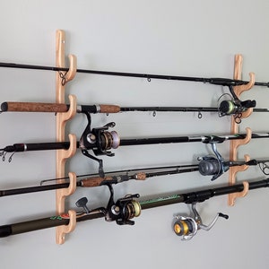 DELUXE 7 Fishing Rod Rack Holder Vertical Storage Wall Mounted