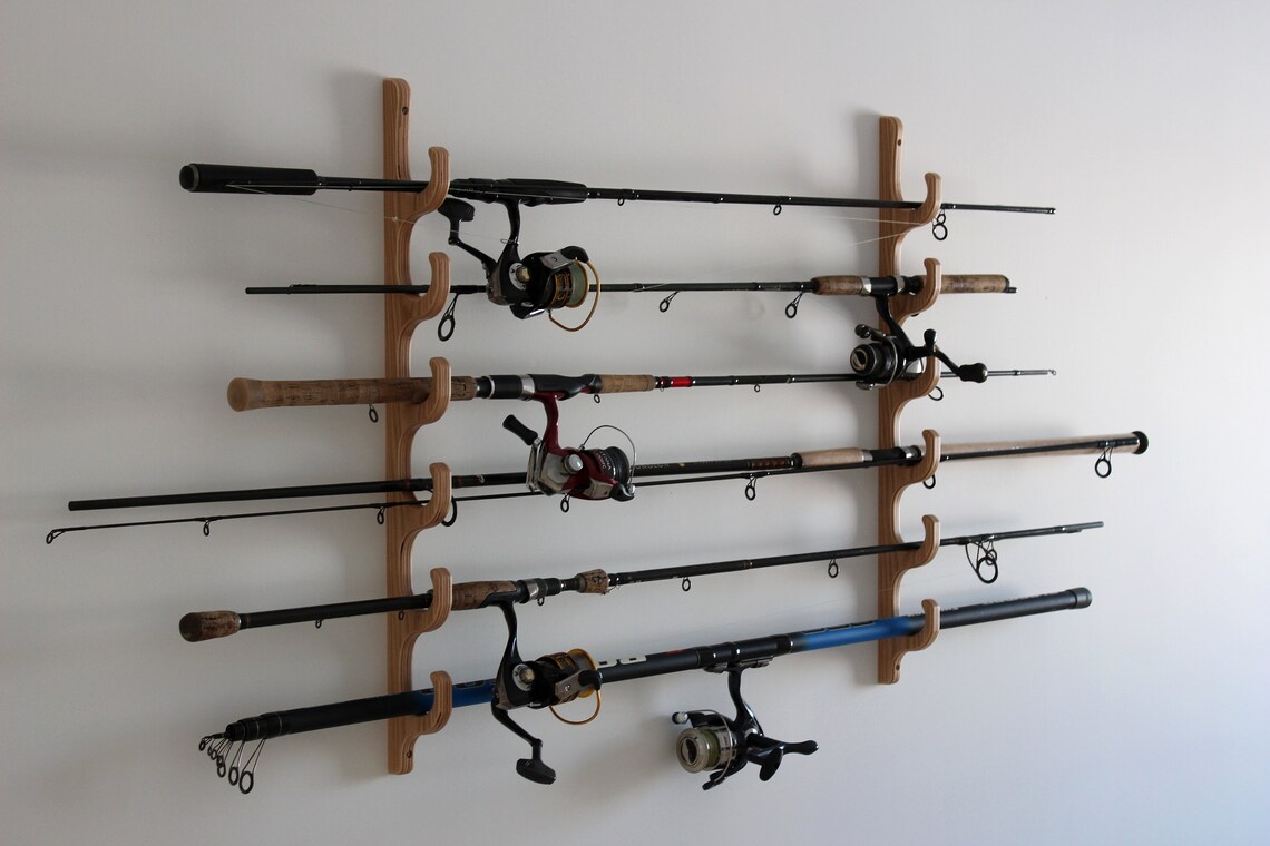 Fishing Rod Rack Wall / Ceiling mounted Organizer birch | Etsy