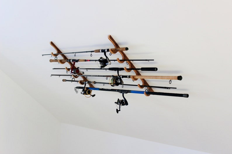 Fishing Rod Rack Wall / Ceiling Mounted Organizer Birch Etsy