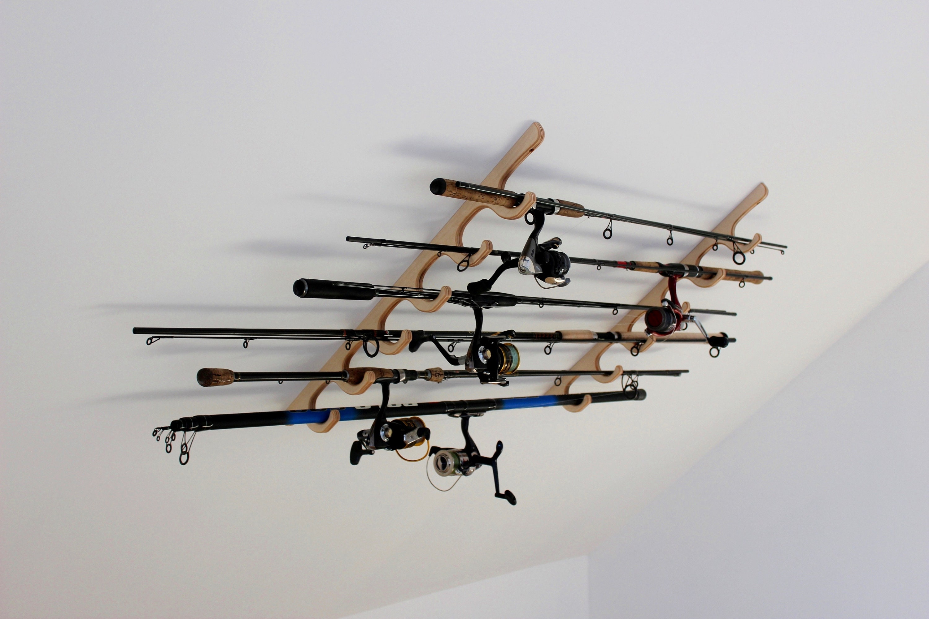 Fishing Rod Rack Wall / Ceiling Mounted Organizer Birch Plywood - Etsy