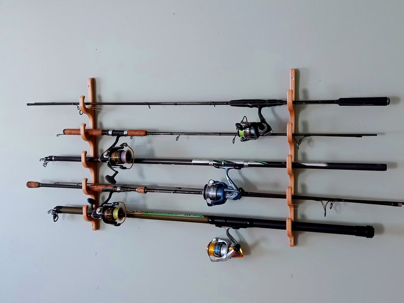 Fishing Rod Rack / Fishing Rod Holder / Fits Five Fishing Rods Etsy