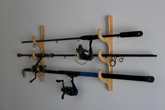 Fishing Rod Rack Wall / Ceiling Mounted Organizer Birch Plywood