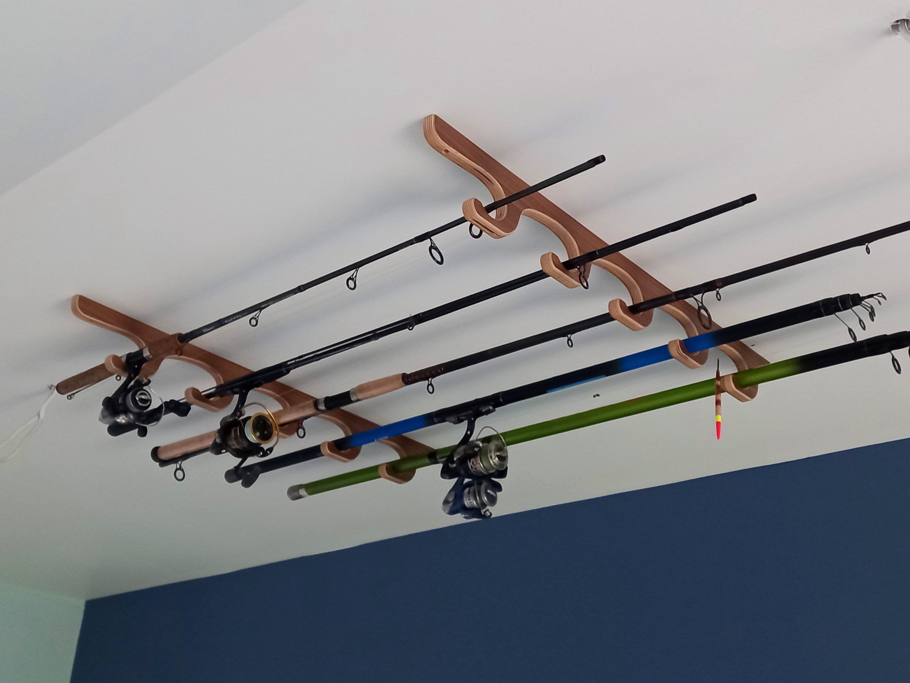 Fishing Rod Rack / Universal Mounting / Solid Walnut Wood 