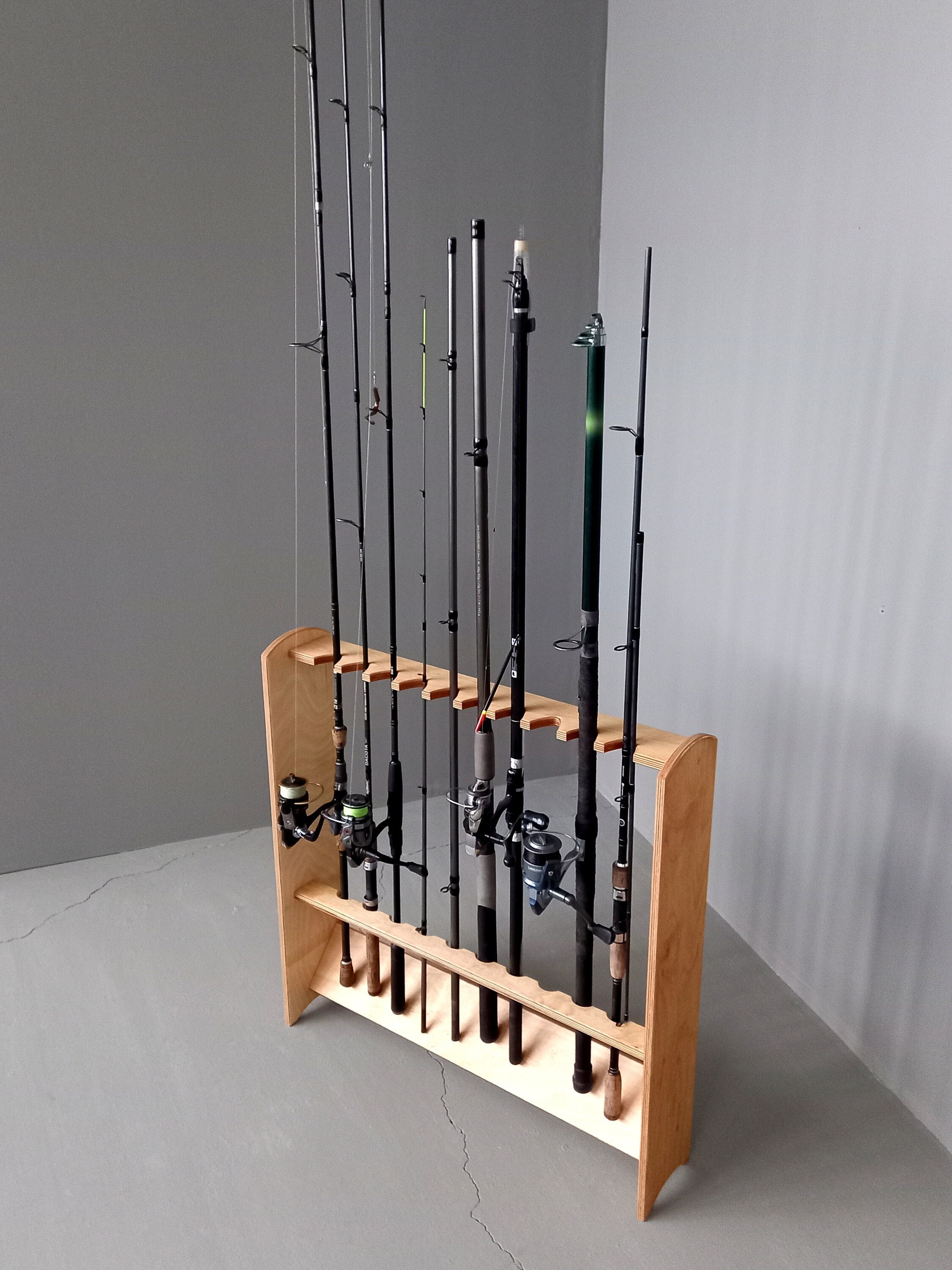 Fishing Rod Rack / Universal Mounting / Solid Ash Wood 