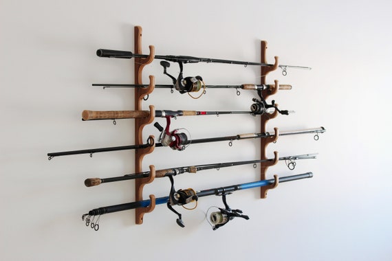 Fishing Rod Rack Wall / Ceiling Mounted Organizer Birch Plywood 