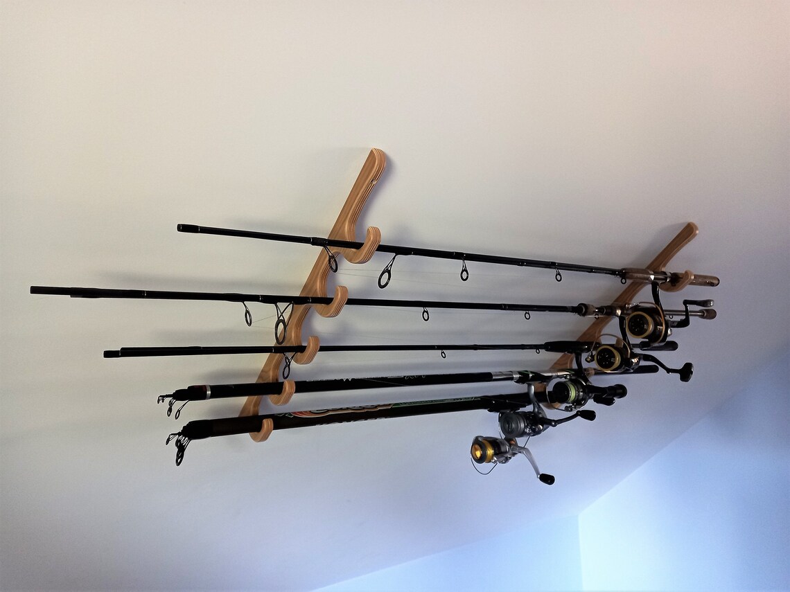 Fishing Rod Rack / Fishing Rod Holder / Fits Five Fishing Rods Etsy
