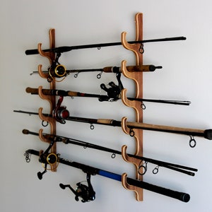 Fishing Rod Rack Wall / Ceiling mounted Organizer birch plywood