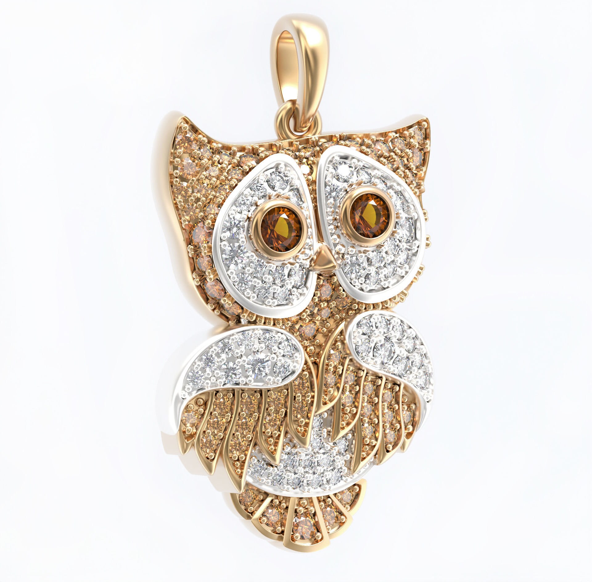 Diamond Owl Pendant Sterling Silver Necklace Beautiful Etsy