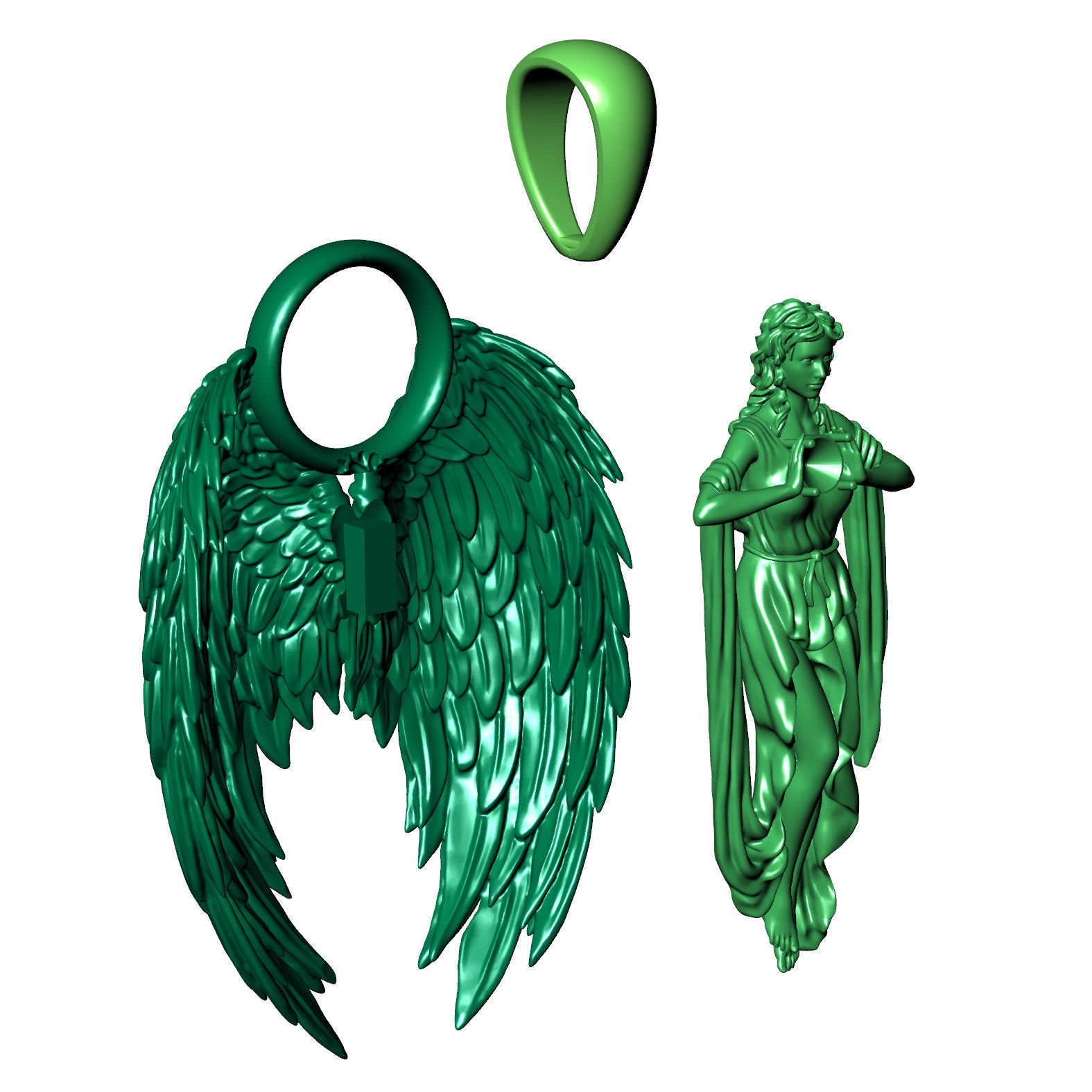 Diamond Angel Pendant Angel Necklace Sterling 14kt Gold Over Etsy