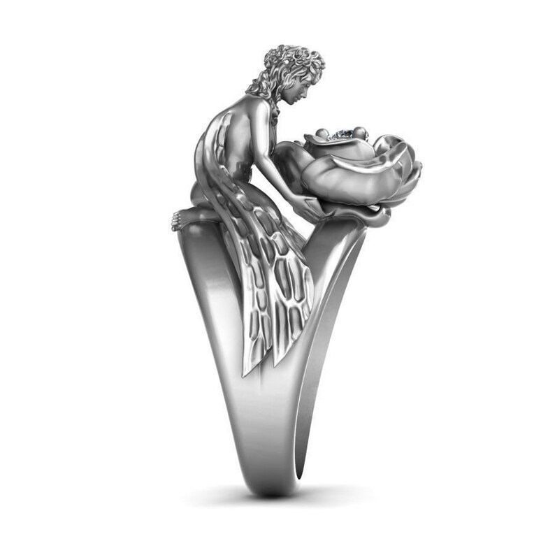 14kt Gold Over Ringflower Fairy Ring Flower Goddess Sapphire Etsy