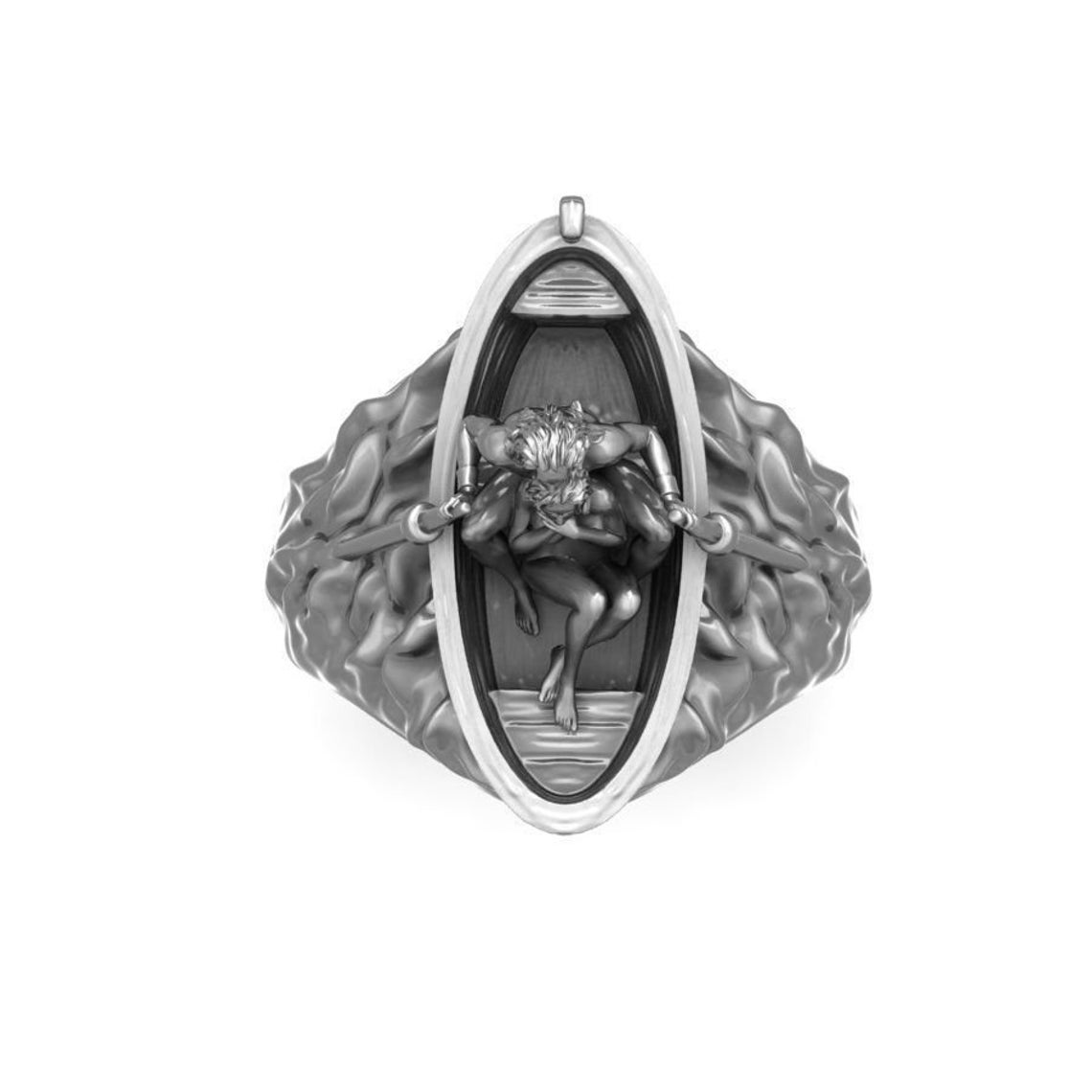 14kt Gold Over Boat RingGirl In The Boat Ring Antique Ring Etsy