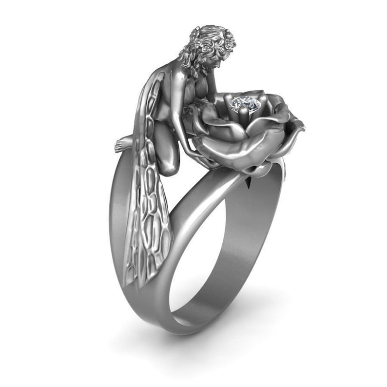 14kt Gold Over Ringflower Fairy Ring Flower Goddess Sapphire Etsy