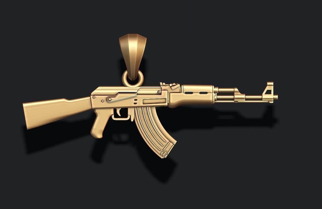 14k Yellow Gold Plated AK 74 Gun Pendant Combat Rifle Mens - Etsy Sweden