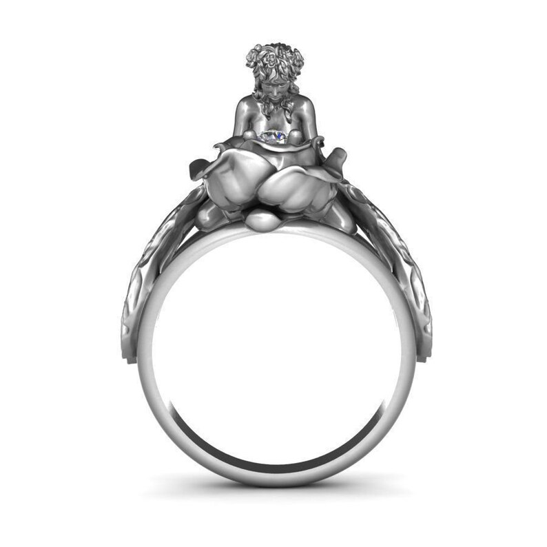 14kt Gold Over Ringflower Fairy Ring Flower Goddess Sapphire Etsy