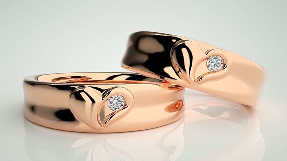Matching Friendship Couples Heart Ring Set Lover Rings His and Her