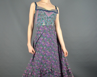 1970 - Henri RAVOUX liberty dress made in France - bohemian dress - maxi dress