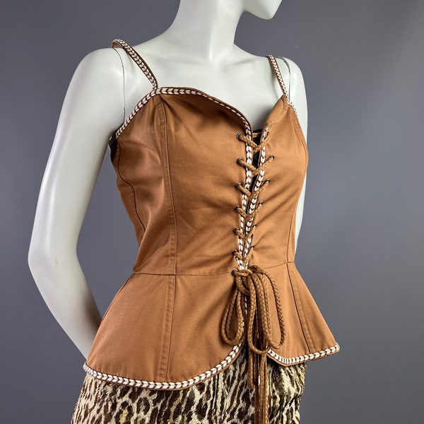 SAINT LAURENT Rive Gauche - Iconic bodice collection Ballets Russes brown cotton gloved border - 1977