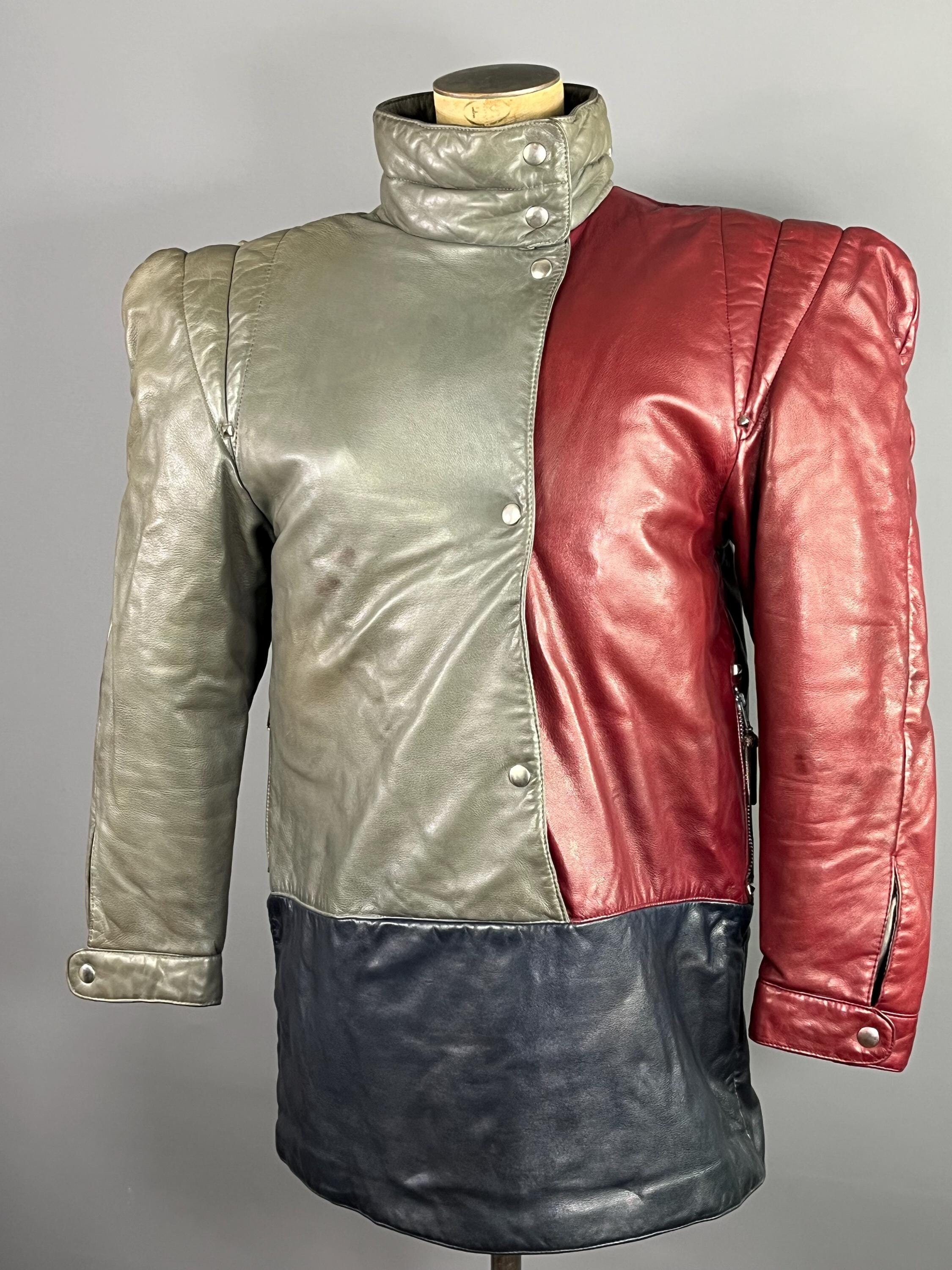 CLAUDE MONTANA - Ideal Cuir - 1979 年頃 - グレーとワインレッドの