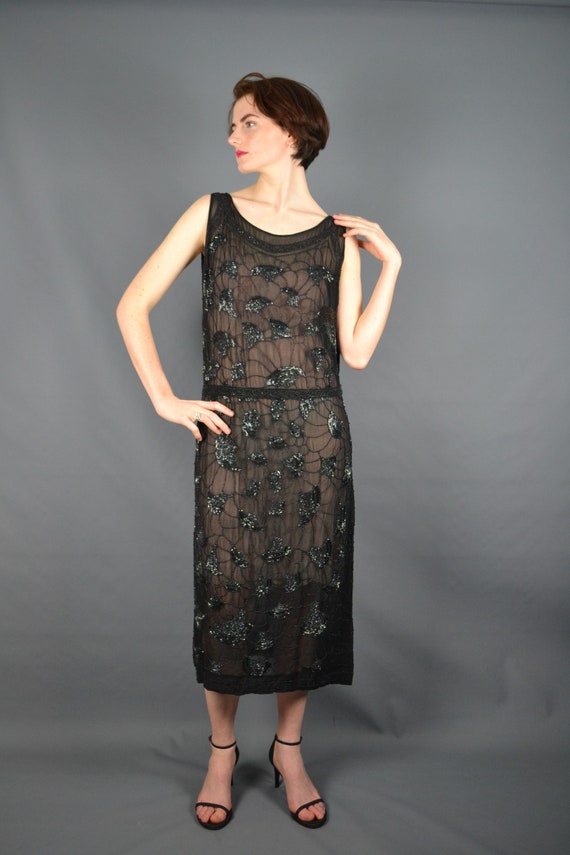 1920 - Flapper dress - chiffon and seed beads - ch