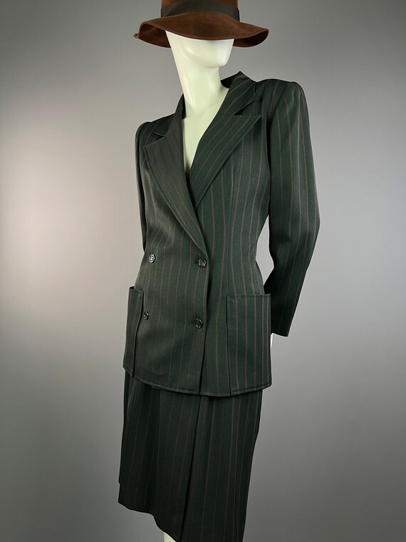 EMANUEL UNGARO Solo Donna - Green striped wool sk… - image 3