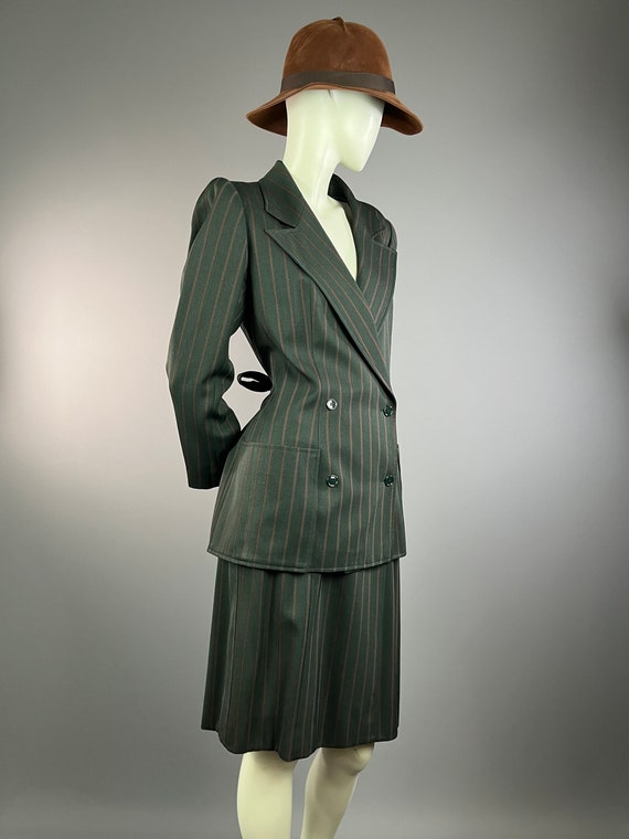 EMANUEL UNGARO Solo Donna - Green striped wool sk… - image 2