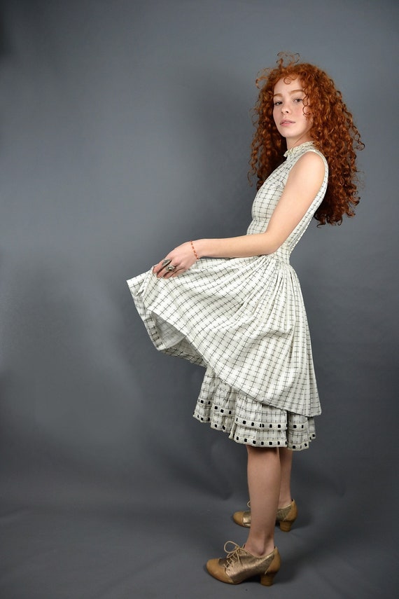 1960 formal dress FAME AND PARTNERS Womens Beige Polka Dot Spaghetti Strap Scoop Neck Fu –  Bobbi + Bricka main image 1