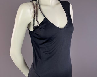 PACO RABANNE - Long sheath dress and metallic beads T 44 - 2000s
