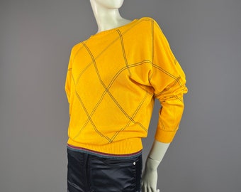 GIANNI VERSACE - Yellow cotton knit bat sweater - Size 40 - 80s