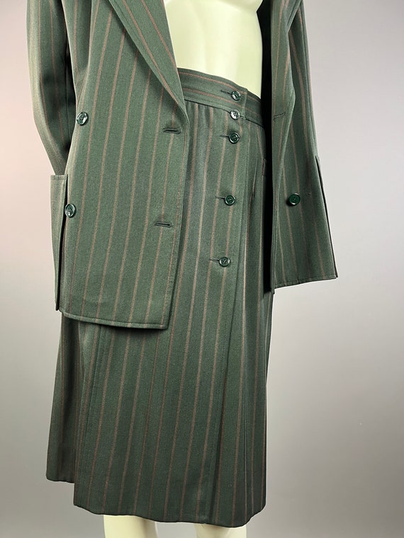 EMANUEL UNGARO Solo Donna - Green striped wool sk… - image 7