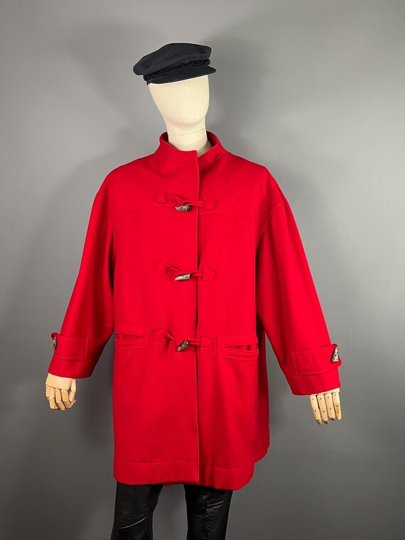 CLAUDE MONTANA - 90年代 - 赤いウール生地のダッフル コート - Etsy 日本