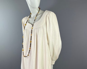 SAINT LAURENT Rive Gauche - Summer 1976 collection - White silk bourette dress - Size 36