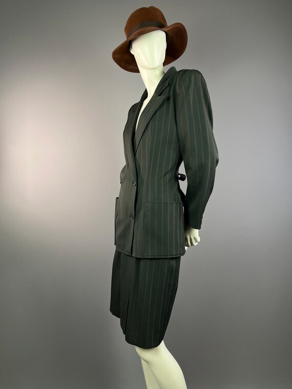 EMANUEL UNGARO Solo Donna - Green striped wool sk… - image 5