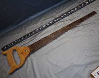Vintage Double Edge 18" Blade Pruning Hand Saw Wooden Handle
