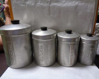 Metasco Aluminum Canister Set with Lids - Set Of 4