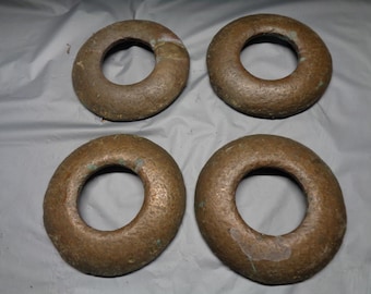 Copied - Set of 4 - Brass Quoits - Outside Diameter is 5-3/4 Inch