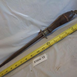 LANDERS 12" Wood Handle Butcher Knife Sharpening Iron Steel Rod Stick Bild 1